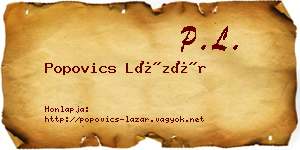 Popovics Lázár névjegykártya